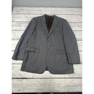 Caravelli Suit Jacket Mens 42R Gray Box Pattern Italian Designed 2 Button